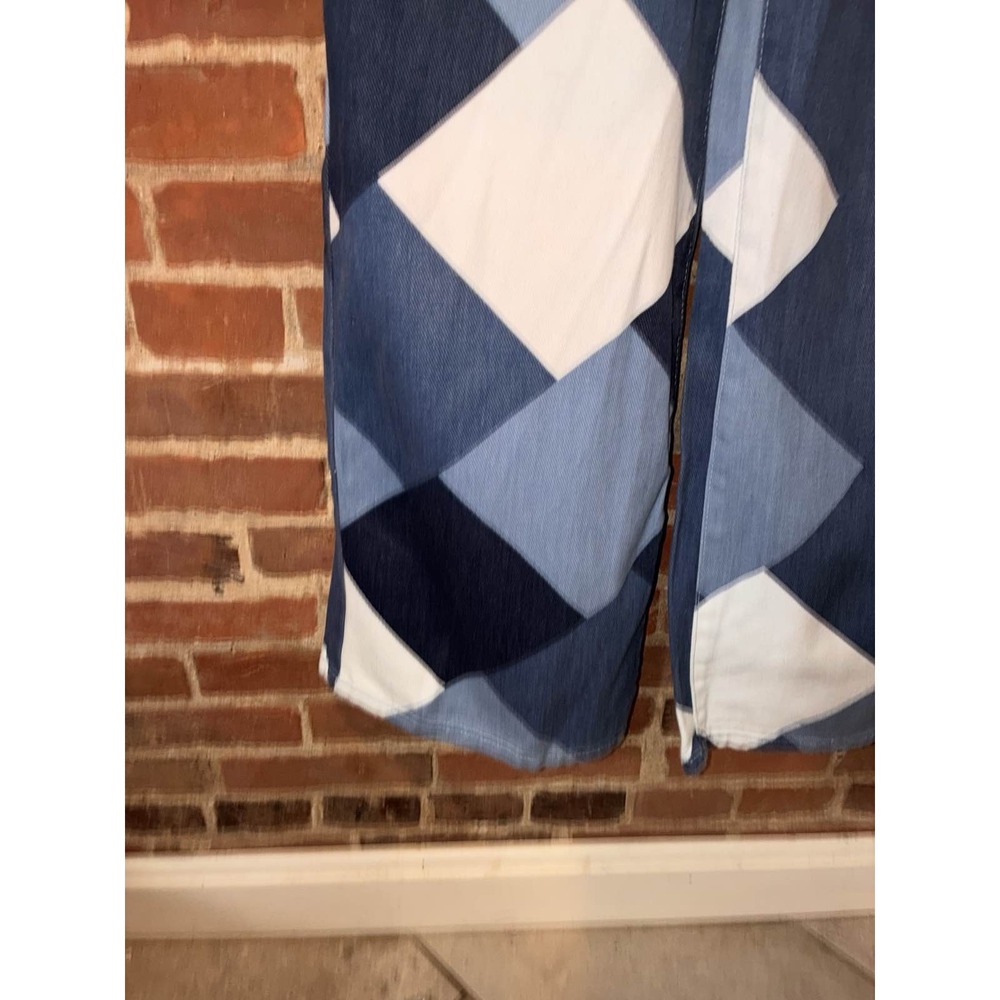 Blue White‎ Diamond Pattern Wide Leg Jeans - Picture 3 of 9